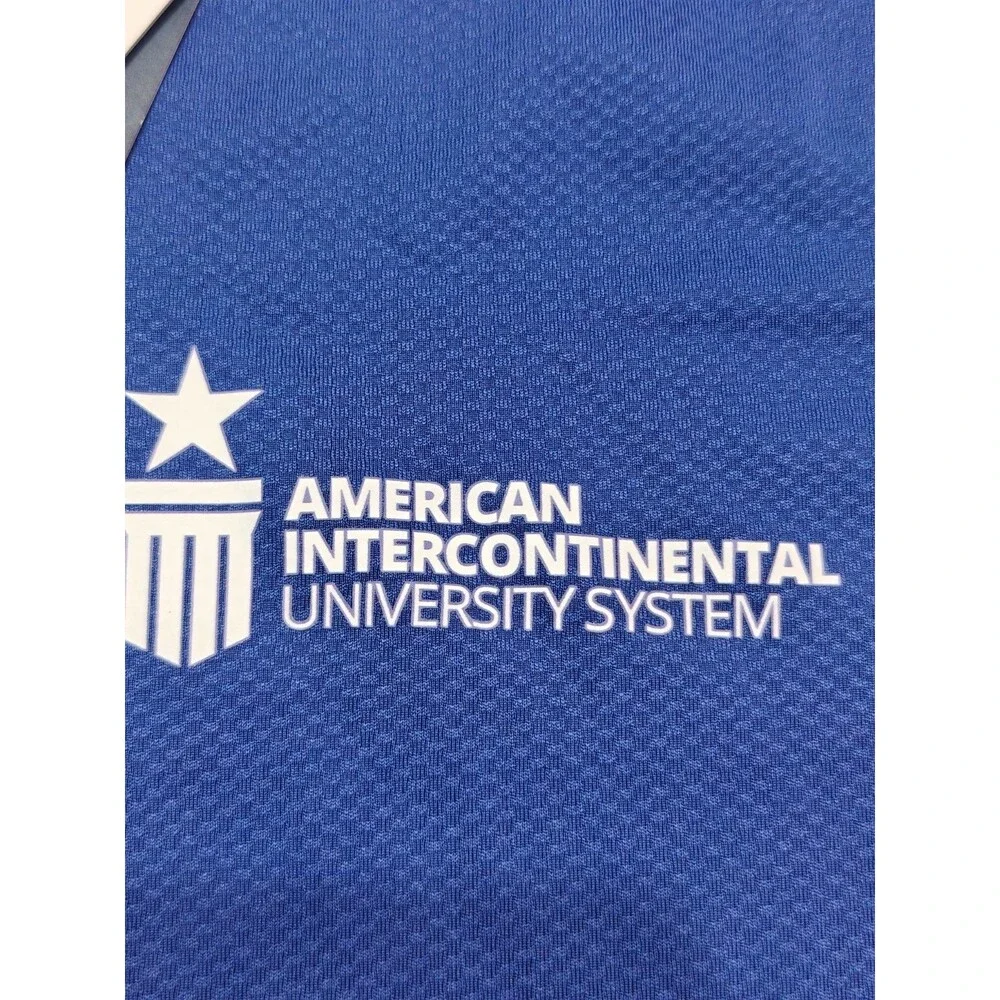 Cutter & Buck Mens XL Blue Polo Golf Shirt American Intercontinental Univ NWT